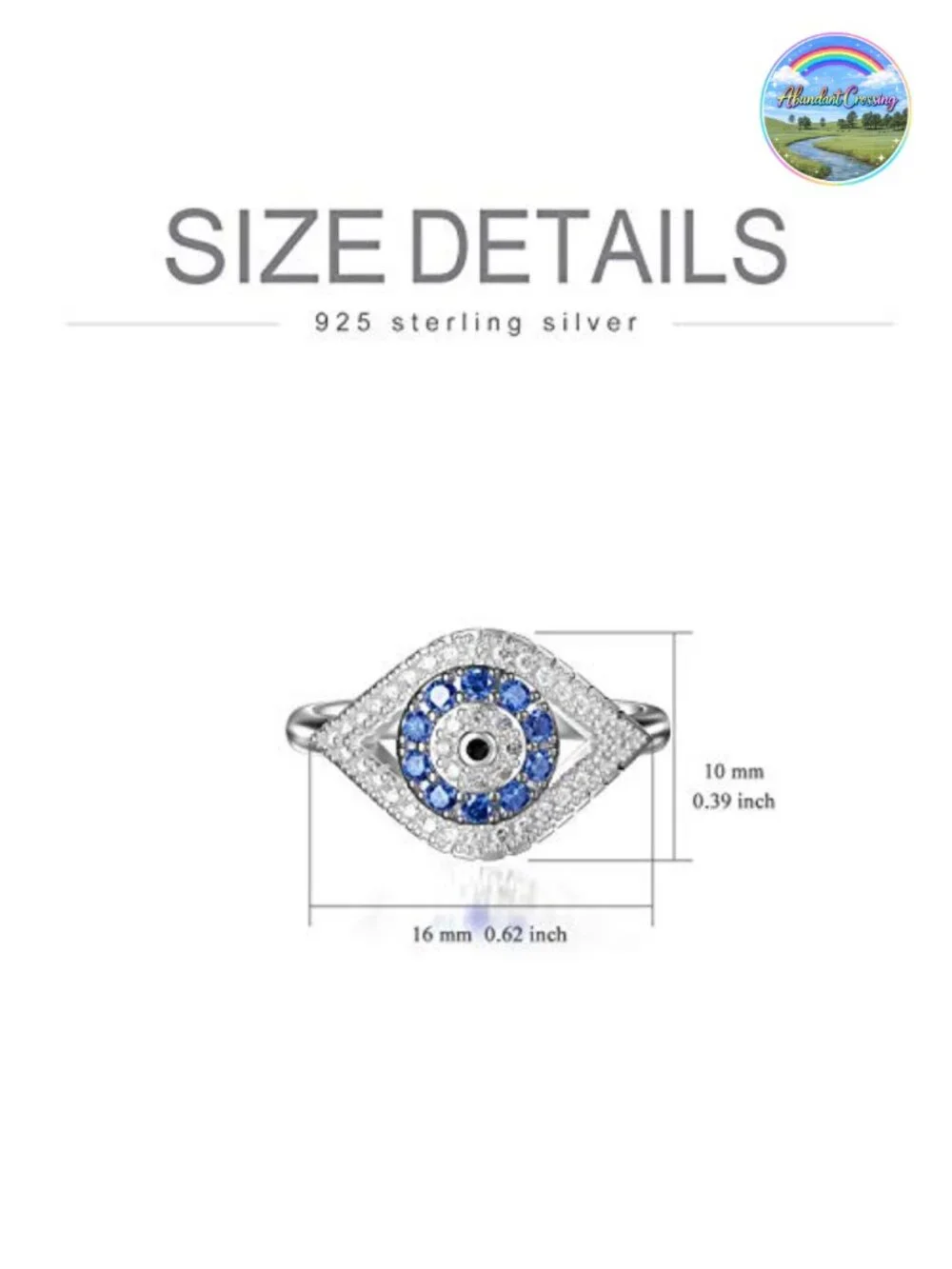 925 Sterling Silver Evil Eye Signet Ring Cubic Zirconia Women's Jewelry
